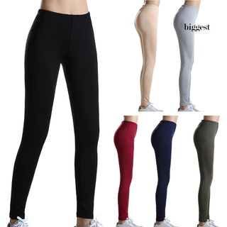 biggest Women Elastic High Waist Workout Yoga Pants Leggings Solid Color Slim Trousers