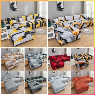Elastic Sofa Cover L Shape 1/2/3/4 Seater Removable Slipcover Sofa Protector with Free Pillowcase