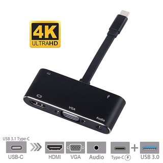 ★USB C to HDMI Adapter 4K 5 in 1 Type-C to HDMI/VGA/ Audio/USB 3.0 Port+USB C