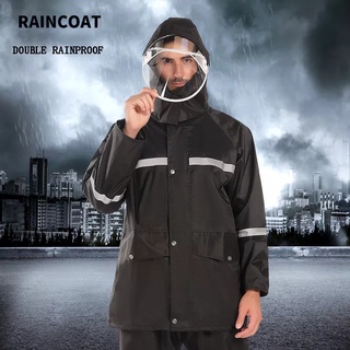Waterproof Raincoat Set Men Women Thick rainsuit reflective stripe rain coat for motorcycle