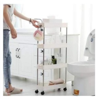 4 Tier Removable Slim Storage Tower Rack with Hooks and Wheels