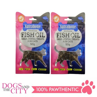 Nutrabone U019 Fish Oil Daily Dental Treats for CATS - Shrimp Flavor 50g (Set of 2 packs)