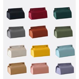 Solid PU Leather Tissue Box Nordic Style Paper Towel Boxes Cover Modern Waterproof Easy Clean Napkin Storage Bag Decorative Holder For Car Home Bathroom Vanity Office Desk
