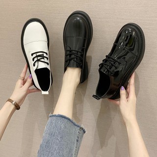 New Solid Black Leather Shoes Woman Lace Up Oxfords Shoes For Women Shoes Ladies Shoes Low Heels
