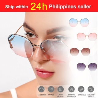 Sunglasses for Women Fashion Rimless Gradient Shades Women Beach Fashion Glasses UV400 Eyeglasses