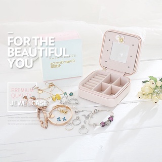 Stud Earrings Rings Jewelry Box Portable Storage Organizer Zipper Makeup Display Travel Case Gift