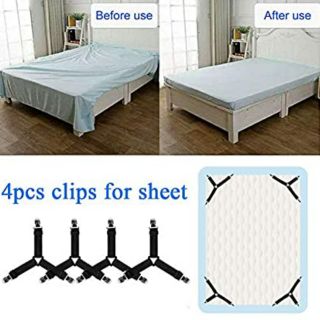 4pcs/Set Sheet Straps Bed Suspenders Adjustable Fitted Sheet Corner Holder Elastic Fasteners Clips