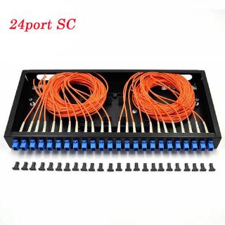 24 Ports Fiber Patch Panel SC Pigtail Adapter ODF 1U Optical Fiber Terminal Box