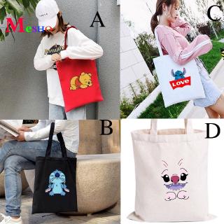 Stitch Women Shoulder Bags Cotton Canvas Pattern Shoulder Shopping Tote Bag