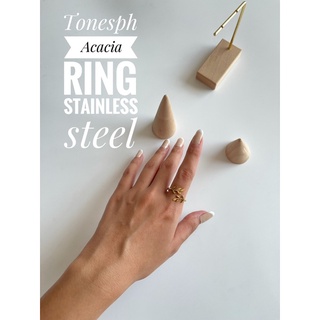 ‘Tonesph’ Acacia stainless steel ring~Hypoallergenic and Non-Tarnish