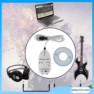 Guitar to USB Sound Player Sound Card Effector Interface Link Audio Cable Music Recording Adapter