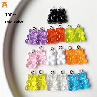 【order 2 cost P80】10Pcs/lot Candy Color Resin Gummy Bear Pendant Cabochon Flatback Heart Shape Jewelry DIY
