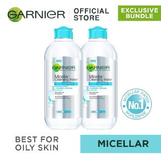 Garnier Micellar Cleansing Water Blue Skin Care Set 400mL x2 [For Oily & Acne Prone Skin]