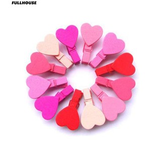 💎♥ 12Pcs Mini Heart Love Wooden Clothes Photo Paper Pin Clothespin Craft Clips