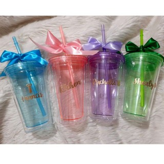Colored Plastic Tumbler with straw personalize free name fully handwritten heat embossed (3)
