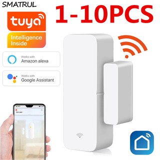 SMATRUL Tuya Smart WiFi Door Sensor Door Open / Closed Detectors Compatible With Alexa Google Home Smar tLife APP