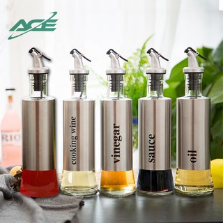 Ace 300ml Bottle Clear Glass Sauce Oil Dispenser Stainless Steel Jar