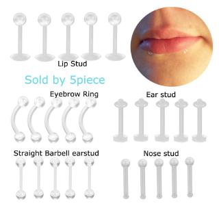 5piece Bioplast Soft Flexible Nose Lip Labret Stud Eyebrow Ring Belly Ring Helix Daith Rook Body Piercing Jewelry