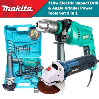 Makita Electric Impact Drill & Angle Grinder Combo Set 2 in 1