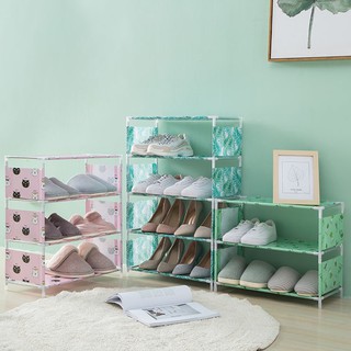 【Ready Stock】Easy to assemble 3~4 layes waterproof non-woven fabric shoe rack Storage Rack portable