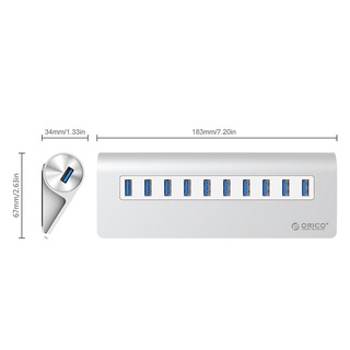 ORICO Aluminum Alloy 10 Port USB3.0 Slope Design HUB (M3H10)