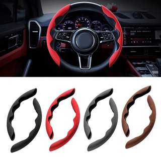 Steering Wheel Cover 2PCS Universal Black Car Suede Sport Elements Protector Anti-Slip Replacement Suitable