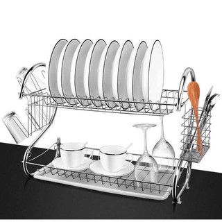 WNC New 2 Layer Dish Drainer Storage Dish Rack Organizer