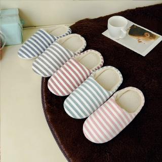 EAP Striped Indoor Cotton Slippers Anti-slip Winter House Shoes Soft Bottom
