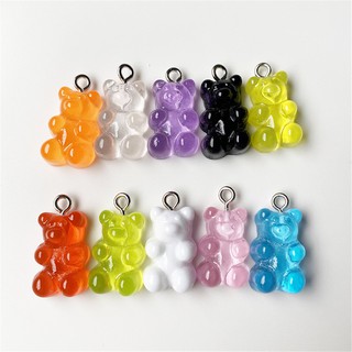 10Pcs/set DIY Handmade Transparent Candy Color Resin Bear Accessories Jewelry Keychain Pendant