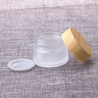 5G 10G 15G 30G 50G Frost Glass Bottle Plastic Bamboo Lid Glass Jar Empty Bottle Cream Jar Cosmetic P (8)