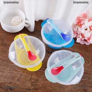 largelooking Baby feeding suction bowl set slip-resistant tableware temperature sensing spoon