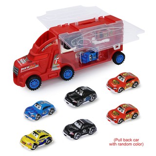 Sliding Big Truck & 6 pcs Mini Car Model Toys Pull Back Vehicle Storage Truck Toy Set For Kids Boy Gift (9)