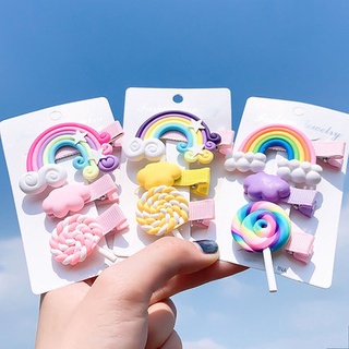 【spot goods】♦Korean Hair Clip Set Children Girl Rainbow Hairpin Cute Candy Hairclip Colored Cloud Ha