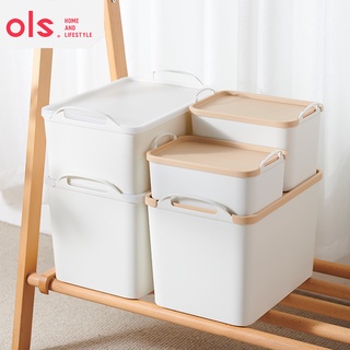 OLS Japanese Style Multifunctional Storage Shelf Organizer Plastic Container Box With Lid Handle (1)