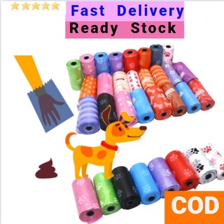 BS❤[Random Color] Pet Trash Bag Pet Garbage Bags Dog Poop Bag 15pcs/1 ROll