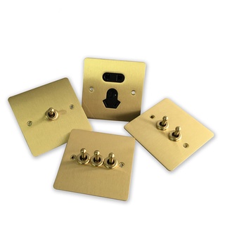 LIWBET UK standard 1 Gang / 2 Gang / 3 Gang Light Switch and 10A Copper Panel 2 Way wall switch