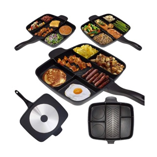 5 in 1 Magic Fryer Pan Non-Stick Divided Grill