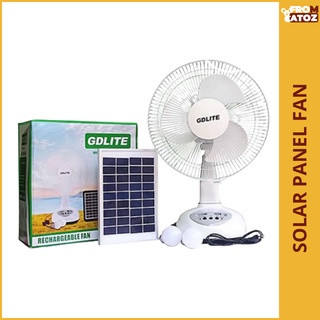 Solar Panel Fan Rechargeable Electric Fan Desk Fan with LED Light