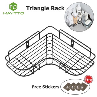Maytto Bathroom Shelving 90°Corner Triangle Rack Adhesive No Drilling Triangle Baskets with 4 Seamless Stickers