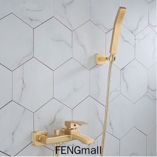 Bathtub Shower Set Wall Mounted Brushed Gold Bathtub Faucet Bathroom Cold and Hot Bath and Shower Mixer Taps Brass30