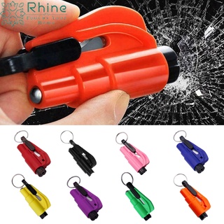 【Rhine】 Car Safety Hammer Spring Type Escape Hammer Window Breaker Punch Seat Belt Cutter Hammer Key Chain