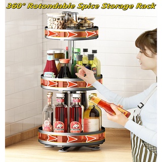 360° Rotondable Spice Kitchen Organizer Storage Rack Condiments Storage Organizer Rack 2/3 Layer