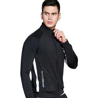 S-3XL plus size elastic workout fitness outerwear casual long sleeve jacket men quick dry sports zip