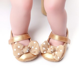 Bobora Baby Girls Ball Point Bow Non-slip Lovely Princess Shoes For 0-18M