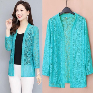 Women Clothes✶2021 summer new plus size women s mid-length lace cardigan thin jacket with long-sleev (6)
