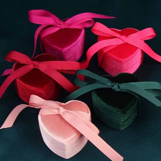 1pcs 5.5x5x3.5cm red/green Heart-shaped Jewelry Box Single Ring/ Necklace box Velvet Jewelry Boxes and Packaging