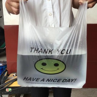 100pcs Lovely Shopping Bags Supermarket Plastic bags with handle food packaging carry out bags (2)