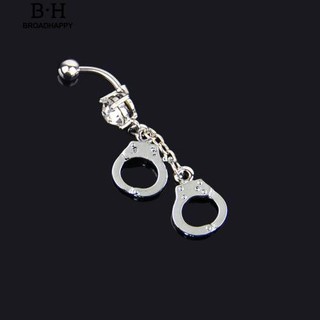 Handcuffs Rhinestone Body Piercing Navel Belly Bar Button Barbell Ring
