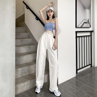 Wide leg jeans women's pants high waist loose straight2020New spring and autumn winter white large size tide drape