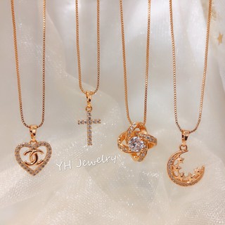 【YH】18k rose gold plated fashion crystal necklace